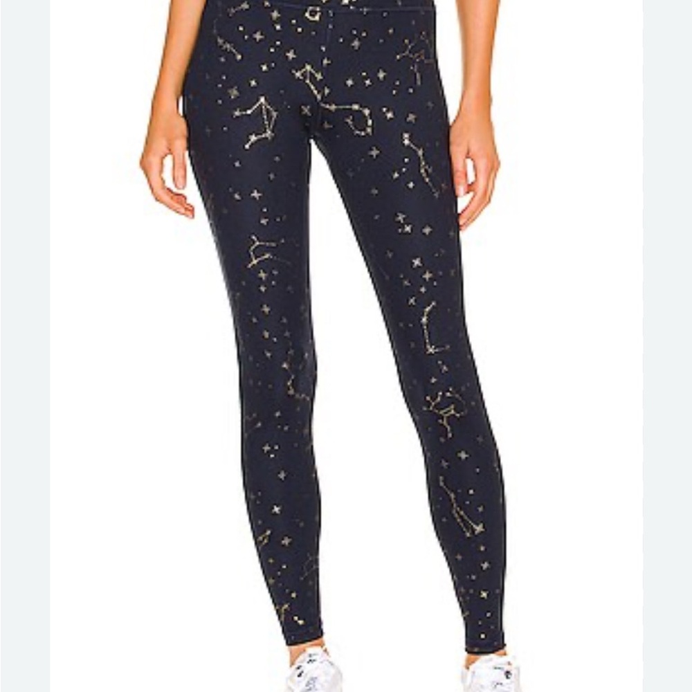 Spiritual Gangster blue constellation Navy Leggings with Gold Star Pattern
